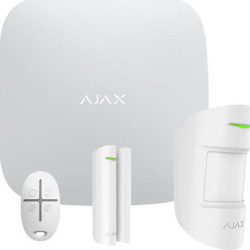 Ajax Systems StarterKit Plus Ασύρματο Σύστημα Συναγερμού με Ανιχνευτή Κίνησης , Αισθητήρα Πόρτας , Τηλεχειριστήριο και Κέντρο (Wi-Fi / GSM) Λευκό