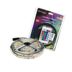 Αδιάβροχη Ταινία LED 12V RGB Φως 3m Τύπου SMD5050 με Τροφοδοτικό & Τηλεχειριστήριο