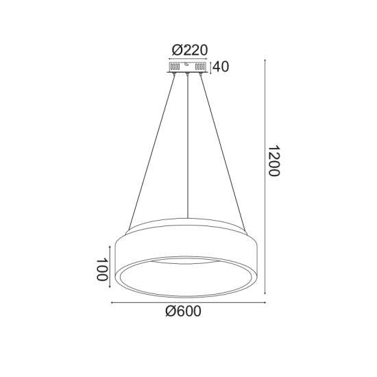 ΚΡΕΜΑΣΤΟ Φ/Σ LED 48W 3000K 2630LM ΜΑΥΡΟ ΜΕΤΑΛΛΙΚΟ D60XH120CM APOLLO