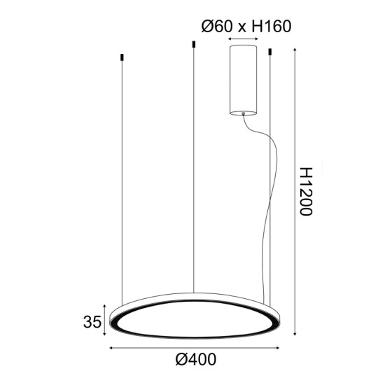 ΚΡΕΜΑΣΤΟ Φ/Σ LED 36W 3000K 2700LM HARMONY ΜΑΥΡΟ ΑΛΟΥΜΙΝΙΟ IP20 D42XH120CM