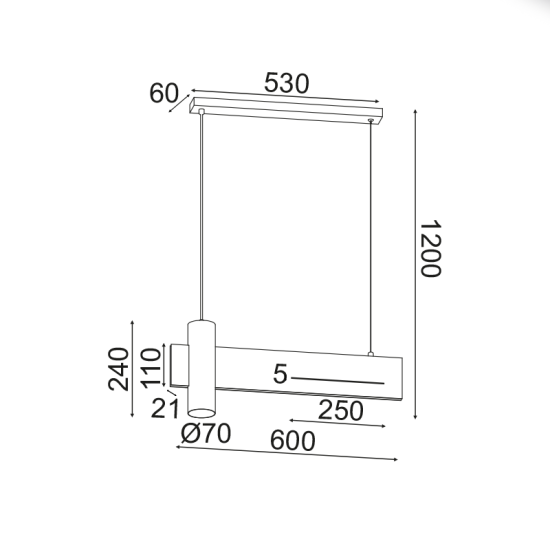 ΚΡΕΜΑΣΤΟ Φ/Σ LED 1XGU10+ 12W LED 3000K 960LM ΑΠΟΧΡ.ΜΑΥΡΟΥ ΜΑΡΜΑΡΟΥ ΜΕΤ/ΚΟ 60Χ7ΧΗ120CM LINEA