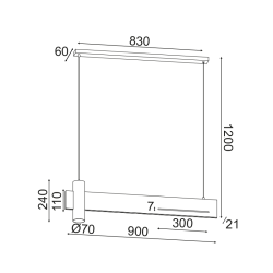 ΚΡΕΜΑΣΤΟ Φ/Σ LED 1XGU10+ 18W LED 3000K 1440LM ΑΠΟΧΡ.ΜΑΥΡΟΥ ΜΑΡΜΑΡΟΥ ΜΕΤ/ΚΟ 90Χ7ΧΗ120CM LINEA