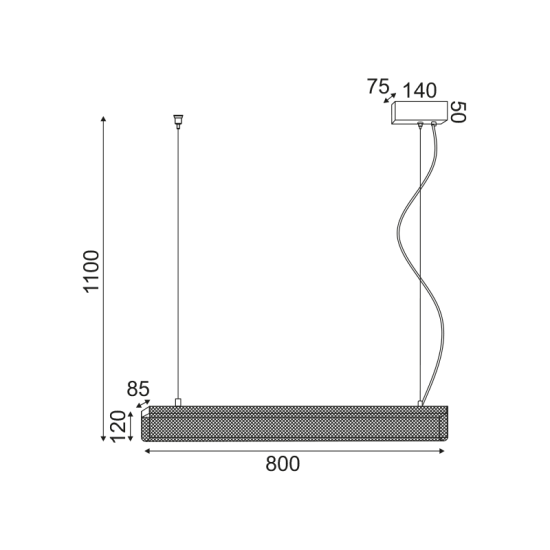 ΚΡΕΜΑΣΤΟ Φ/Σ LED 11W 3000K 1180LM ΜΕΤ/ΚΟ ΜΑΥΡΟ 8,5Χ80ΧΗ110CM OFIS