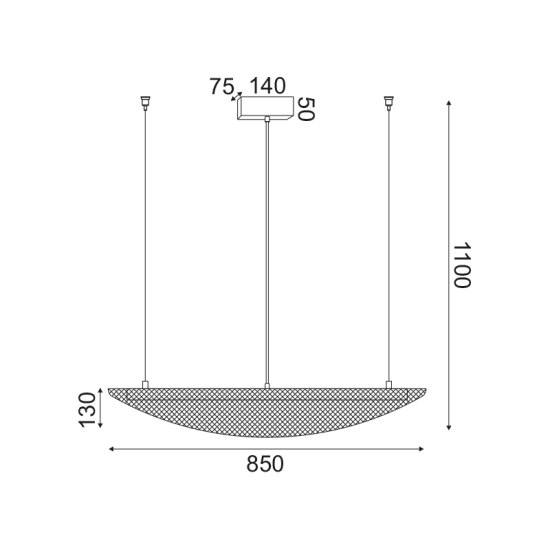 ΚΡΕΜΑΣΤΟ Φ/Σ LED 18W 3000K 1960LM ΜΕΤ/ΚΟ ΜΑΥΡΟ 40X85XH110CM MICHELLE