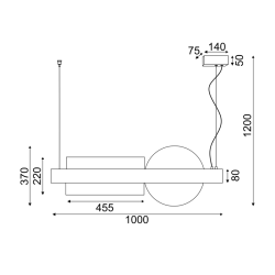 ΚΡΕΜΑΣΤΟ Φ/Σ LED 20W 3000K 2150LM ΜΕΤ/ΚΟ ΜΑΥΡΟ+ΑΚΡΥΛΙΚΟ 7,5X100XH120CM EARTH