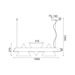 ΚΡΕΜΑΣΤΟ Φ/Σ LED 18W 3000K 1960LM ΜΕΤ/ΚΟ ΜΑΥΡΟ+ΑΚΡΥΛΙΚΟ 7,5X100XH120CM ARMSTRONG