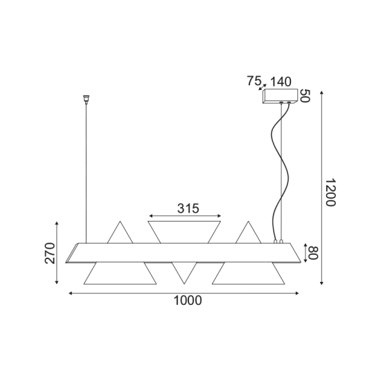 ΚΡΕΜΑΣΤΟ Φ/Σ LED 18W 3000K 1960LM ΜΕΤ/ΚΟ ΜΑΥΡΟ+ΑΚΡΥΛΙΚΟ 7,5X100XH120CM ARMSTRONG