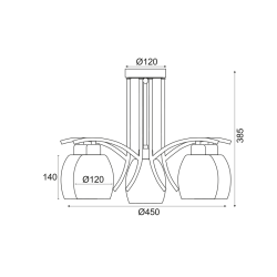 NETTO ΟΡΟΦΗΣ ΧΡΩΜΙΟ ΜΕ ΓΥΑΛΙ Φ52CM 5XE27 AMSTEL