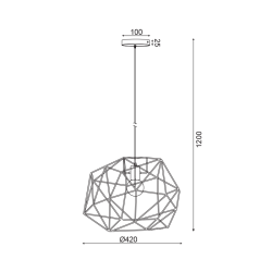 NETTO ΚΡΕΜΑΣΤΟ Φ/Σ 1ΧΕ27 ΜΑΥΡΟ ΥΦΑΣΜΑ+ΜΕΤΑΛΛΟ D42XH120CM MARS