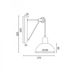 NETTO ΕΠΙΤΟΙΧΟ Φ/Σ 1ΧΕ14 ΓΚΡΙ/ΛΕΥΚΟ ΜΕΤΑΛΛΙΚΟ 27X18X32CM CEZANNE