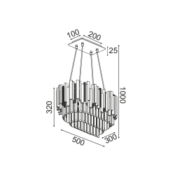 ΚΡΕΜΑΣΤΟ Φ/Σ 4XE14 ΚΡΥΣΤΑΛΛΟ + ΧΡΥΣΟ ΜΕΤ/ΚΟ 50X30XH100CM EMPIRE