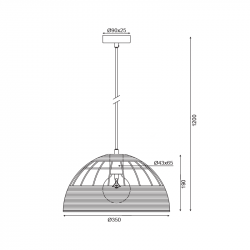 NETTO ΚΡΕΜΑΣΤΟ Φ/Σ 1ΧΕ27 ΡΑΤΑΝ+ΛΕΥΚΟ ΜΕΤΑΛΛΟ D35XH120CM ZORBAS