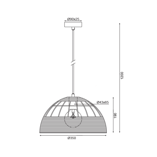 NETTO ΚΡΕΜΑΣΤΟ Φ/Σ 1ΧΕ27 ΡΑΤΑΝ+ΛΕΥΚΟ ΜΕΤΑΛΛΟ D35XH120CM ZORBAS