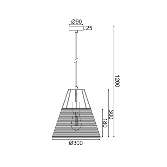 NETTO ΚΡΕΜΑΣΤΟ Φ/Σ 1ΧΕ27 ΡΑΤΑΝ+ΛΕΥΚΟ ΜΕΤΑΛΛΟ D30XH120CM ZORBAS