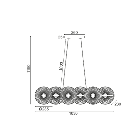 ΚΡΕΜΑΣΤΟ Φ/Σ 6ΧΕ27 ΜΑΥΡΟ ΜΕΤΑΛΛΙΚΟ 103Χ35ΧΗ119CM KOBE