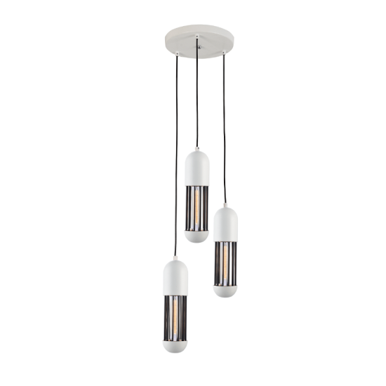 NETTO ΚΡΕΜΑΣΤΟ Φ/Σ 3ΧΕ27 ΛΕΥΚΟ ΜΕΤΑΛΛΙΚΟ D27XH120CM LAB