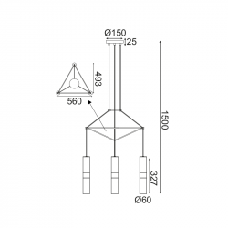 NETTO ΚΡΕΜΑΣΤΟ Φ/Σ 3XGU10 ΜΑΥΡΟ ΜΕΤΑΛΛΙΚΟ 56X49XH150CM DA VINCI