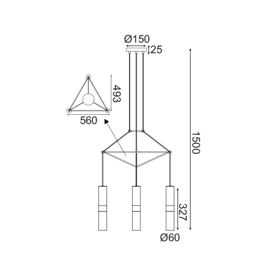 NETTO ΚΡΕΜΑΣΤΟ Φ/Σ 3XGU10 ΛΕΥΚΟ ΜΕΤΑΛΛΙΚΟ 56X49XH150CM DA VINCI