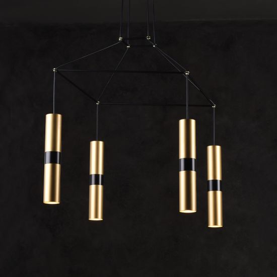 NETTO ΚΡΕΜΑΣΤΟ Φ/Σ 4XGU10 ΟΡΕΙΧΑΛΚΟ ΜΕΤΑΛΛΙΚΟ 56X56XH150CM DA VINCI