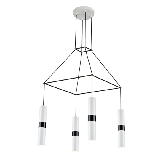 NETTO ΚΡΕΜΑΣΤΟ Φ/Σ 4XGU10 ΛΕΥΚΟ ΜΕΤΑΛΛΙΚΟ 56X56XH150CM DA VINCI