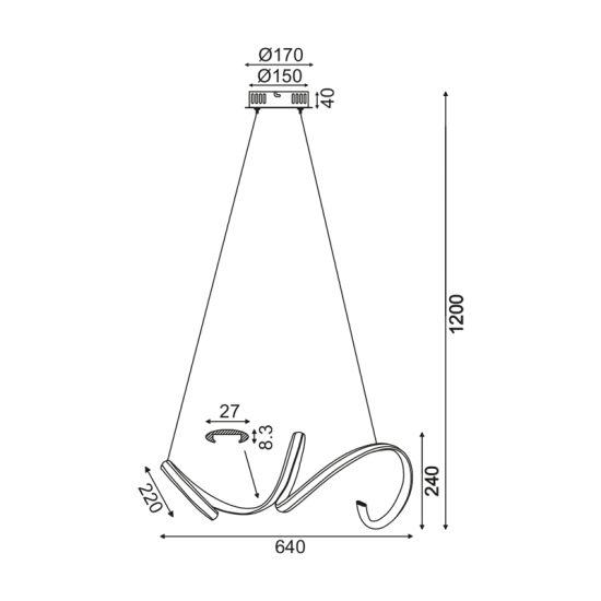 ΚΡΕΜΑΣΤΟ Φ/Σ LED 40W 3000K 2400LM ΛΕΥΚΟ ΑΛΟΥΜΙΝΙΟ 64X22ΧΗ120CM CLEO