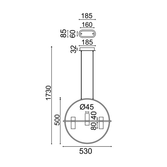 NETTO ΚΡΕΜΑΣΤΟ Φ/Σ LED2835 12W ΧΡΩΜΙΟ ΑΛΟΥΜΙΝΙΟ 3000Κ 1080LM D53XH173CM IONIAN