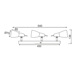 NETTO ΣΠΟΤ ΙΙΙ ΜΠΑΡΑ ΓΥΑΛΙ ΝΙΚΕΛ ΜΑΤ 3Χ40W E14 KAMET