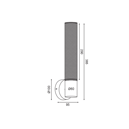 NETTO ΕΠΙΤΟΙΧΟ Φ/Σ 1ΧΕ27 ΜΑΥΡΟ ΜΕΤΑΛΛΙΚΟ 10Χ10X39CM ALCATRAZ