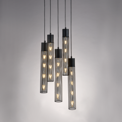NETTO ΚΡΕΜΑΣΤΟ Φ/Σ 5ΧΕ27 ΜΑΥΡΟ ΜΕΤΑΛΛΙΚΟ D35XH120CM ALCATRAZ