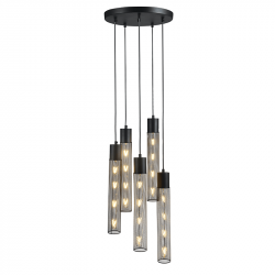 NETTO ΚΡΕΜΑΣΤΟ Φ/Σ 5ΧΕ27 ΜΑΥΡΟ ΜΕΤΑΛΛΙΚΟ D35XH120CM ALCATRAZ