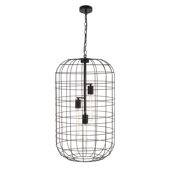 NETTO ΚΡΕΜΑΣΤΟ Φ/Σ 3ΧΕ27 ΜΕΤΑΛΛΙΚΟ ΜΑΥΡΟ Φ43ΧΗ120CM PROMETHEUS