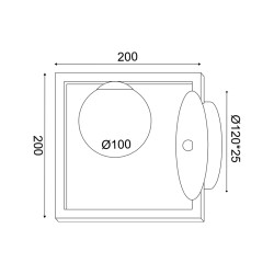 ΕΠΙΤΟΙΧΟ Φ/Σ 1xG9 QUADRO ΜΑΥΡΟ ΜΕΤ/ΚΟ +ΛΕΥΚΟ ΓΥΑΛΙ 22Χ15Χ20CM