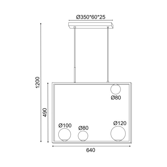 ΚΡΕΜΑΣΤΟ Φ/Σ 4xG9 QUADRO ΜΑΥΡΟ ΜΕΤ/ΚΟ +ΛΕΥΚΟ ΓΥΑΛΙ 64Χ12Χ120CM