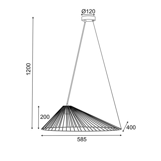 ΚΡΕΜΑΣΤΟ Φ/Σ 1xE27 CAPPELLO ΧΡΥΣΟ ΜΕΤ/ΚΟ 60Χ40120CM