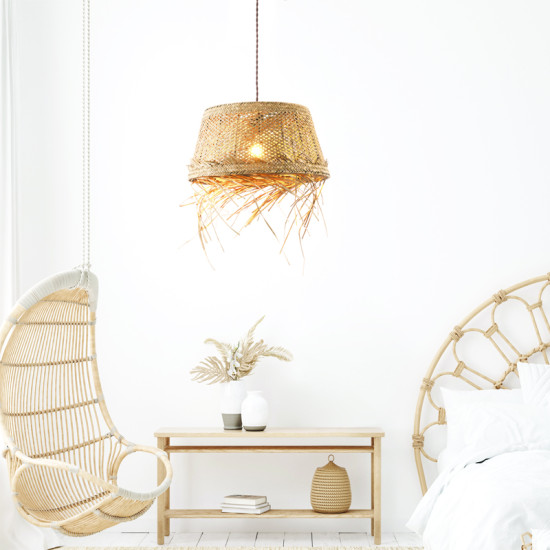 ΚΡΕΜΑΣΤΟ Φ/Σ 1xE27 ANDROS GRASS RATTAN Φ40Χ120CM