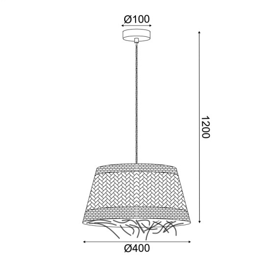 ΚΡΕΜΑΣΤΟ Φ/Σ 1xE27 ANDROS GRASS RATTAN Φ40Χ120CM
