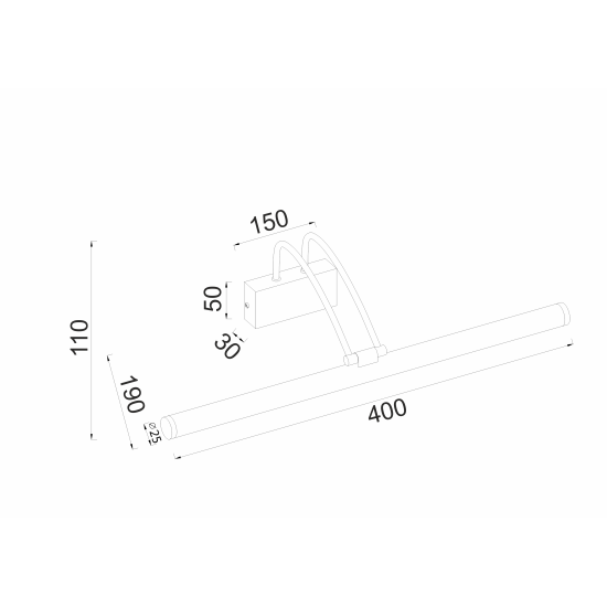 ΕΠΙΤΟΙΧΟ Φ/Σ LED 8W 3000K 520LM ΜΑΥΡΟ ΑΝΟΞ.ΑΤΣΑΛΙ IP44 40X12X19CM  ARIA