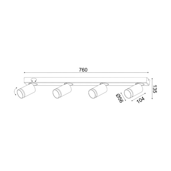ΕΠΙΤΟΙΧΟ Φ/Σ 4XGU10 DIVINO ΜΑΥΡΟ ΑΛΟΥΜΙΝΙΟ IP20 76X7X13,5CM