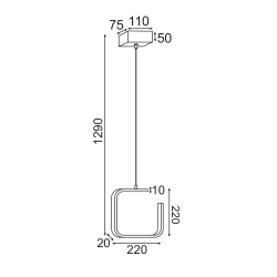 ΚΡΕΜΑΣΤΟ Φ/Σ LED 8W 3000K 780LM ΛΕΥΚΟ ΜΕΤΑΛΛΙΚΟ 22X11XH129CM EUCLID1
