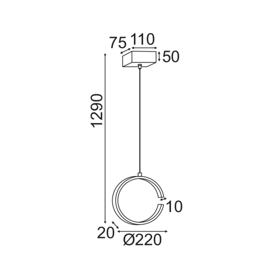ΚΡΕΜΑΣΤΟ Φ/Σ LED 8W 3000K 750LM ΜΑΥΡΟ ΜΕΤΑΛΛΙΚΟ 22X11XH129CM EUCLID3