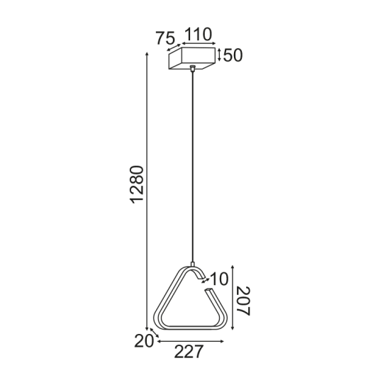 ΚΡΕΜΑΣΤΟ Φ/Σ LED 7W 3000K 725LM ΜΑΥΡΟ ΜΕΤΑΛΛΙΚΟ 23X11XH128CM EUCLID2