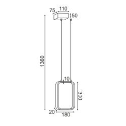 ΚΡΕΜΑΣΤΟ Φ/Σ LED 11W 3000K 1044LM ΛΕΥΚΟ ΜΕΤΑΛΛΙΚΟ 18X11XH136CM SYMETRIA