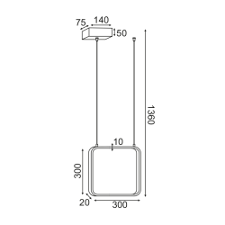 ΚΡΕΜΑΣΤΟ Φ/Σ LED 14W 3000K 1330LM ΛΕΥΚΟ ΜΕΤΑΛΛΙΚΟ 30X14XH136CM SYMETRIA