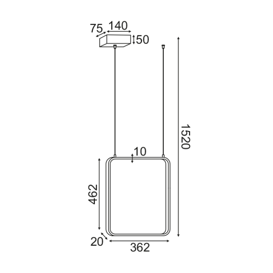 ΚΡΕΜΑΣΤΟ Φ/Σ LED 19W 3000K 1820LM ΛΕΥΚΟ ΜΕΤΑΛΛΙΚΟ 36X14XH1520CM SYMETRIA