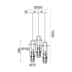 NETTO ΚΡΕΜΑΣΤΟ LED 3X3W 3000K ΓΥΑΛ+ΧΡΩΜ ΜΕΤΑΛ+ΚΡΥΣΤΑΛ Φ30ΧΗ100CM VANI