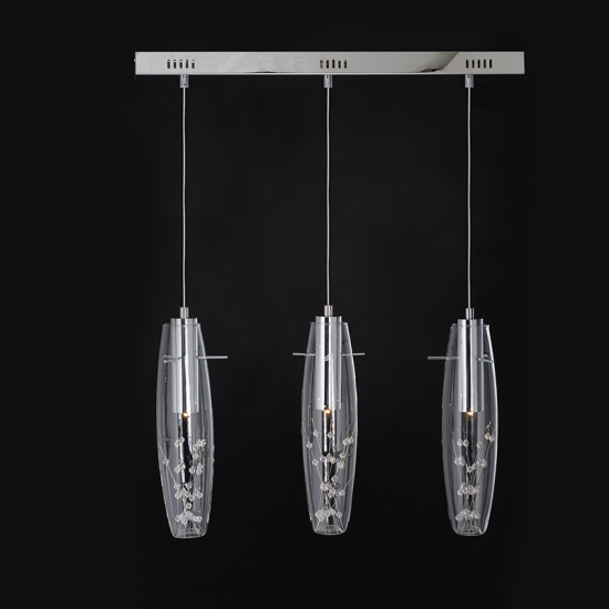 NETTO ΚΡΕΜΑΣΤΟ LED 3X3W 3000K ΓΥΑΛ+ΧΡΩΜ ΜΕΤΑΛ+ΚΡΥΣΤΑΛ 65Χ7ΧΗ100CM VANI