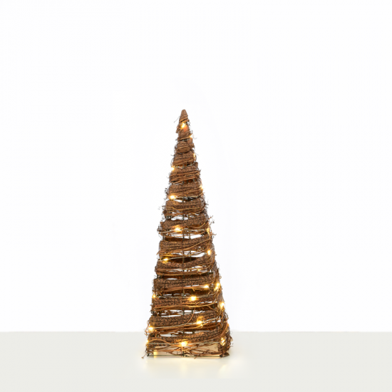 "NATURAL RATTAN CONE TREE" 30 MINI WW LED ΛΑΜΠ. ΜΠΑΤ. 3ΧΑΑ,IP20 Φ17X50CM