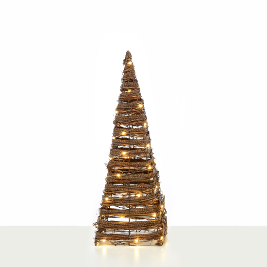 "NATURAL RATTAN CONE TREE" 40 MINI WW LED ΛΑΜΠ. ΜΠΑΤ. 3ΧΑΑ,IP20 Φ22X60CM