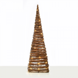 "NATURAL RATTAN CONE TREE" 50 MINI WW LED ΛΑΜΠ. ΜΠΑΤ. 3ΧΑΑ,IP20 Φ27X90CM
