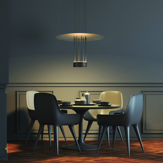 ΚΡΕΜΑΣΤΟ Φ/Σ LED 18W 3000K 1260LM ELIA ΜΑΥΡΟ ΜΕΤ/ΚΟ IP20 D60XH104CM